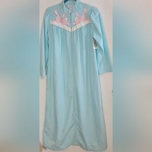Light Blue Nightgown / Robe with Pink Embroidery Size Small NWT